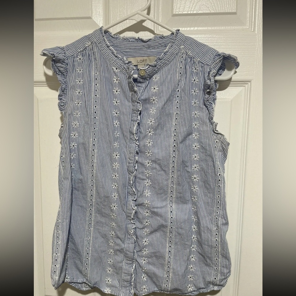 Ann Taylor Summer Women’s Shirt Blouse Top Floral Stripe Small